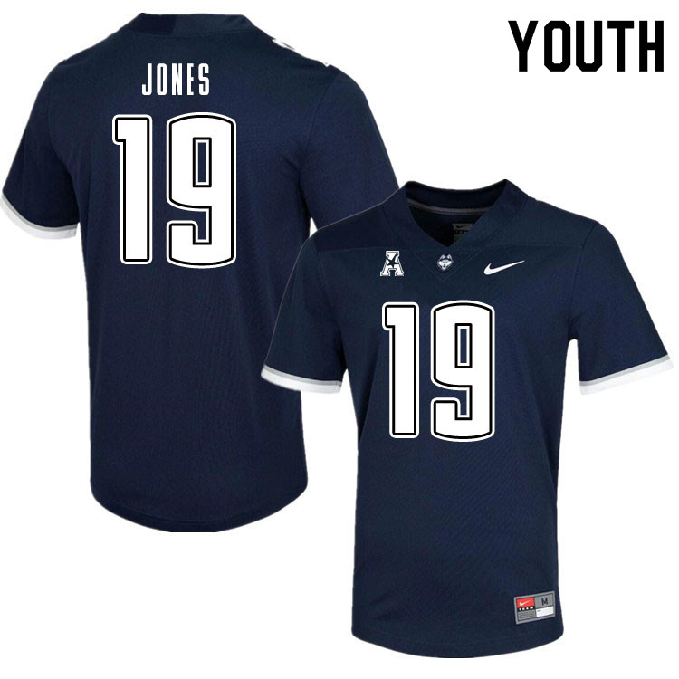 Youth #19 Durante Jones Uconn Huskies College Football Jerseys Sale-Navy - Click Image to Close